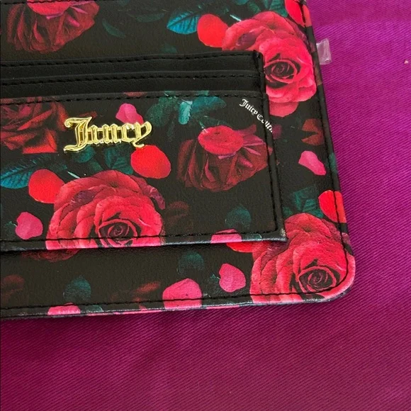 Juicy Couture Rose Print Wristlet with Gold Chain - Picture 5 of 7